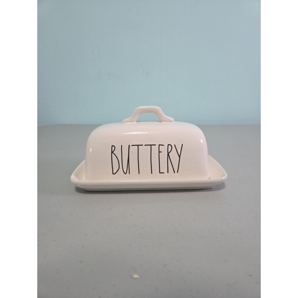 Rae Dunn Buttery Butter Dish W Lid Artisan Collection by Magenta 8” x 3.5" EUC